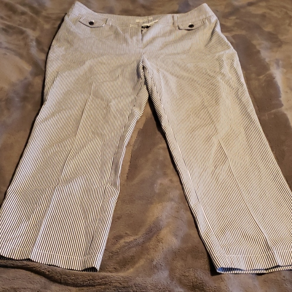 Navy pinstriped pants